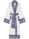 Dolce & Gabbana Barocco Logo-print Signature Robe In White/beige