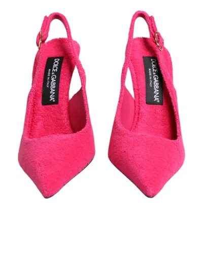 Dolce & Gabbana Terry Cloth Pointed-toe Slingback Heel In Pink