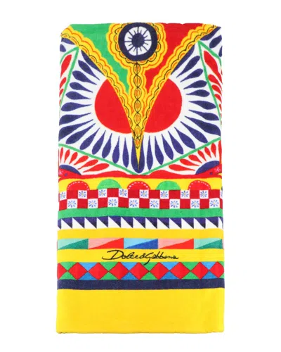Dolce & Gabbana Terry Cotton Beach Towel In Multi