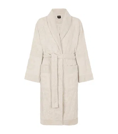 Dolce & Gabbana Terry Cotton Dg Robe In Neutrals