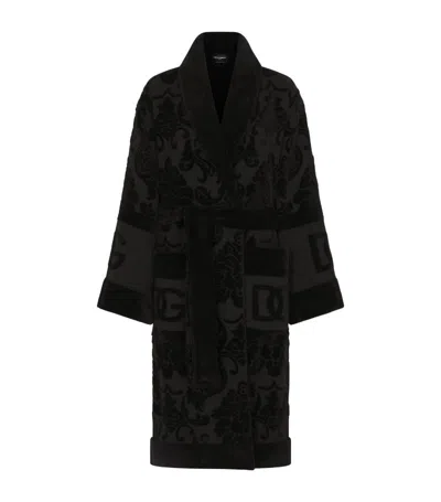 Dolce & Gabbana Terry Cotton Dg Dressing Gown In Multi