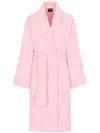 Dolce & Gabbana Pink Bathrobe With Front Belt Closure And Two Front Maxi Patch Pockets In Cotton Home In Pink