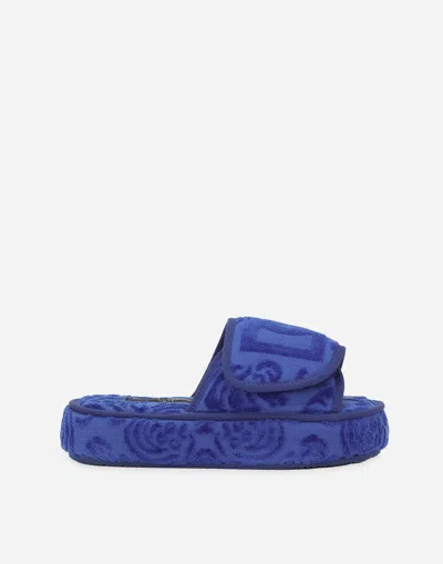DOLCE & GABBANA TERRY COTTON PLATEAU SLIPPES