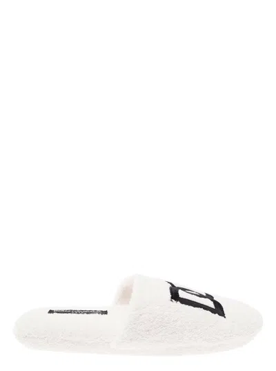 Dolce & Gabbana Terry Cotton Slippers In White