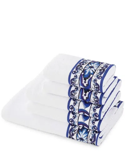 Dolce & Gabbana Set Of 5 Blu Mediterraneo Towels In Blu Mediterrano