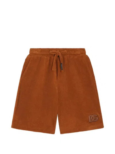 Dolce & Gabbana Kids' Terry-effect Jersey Bermuda Shorts In Brown