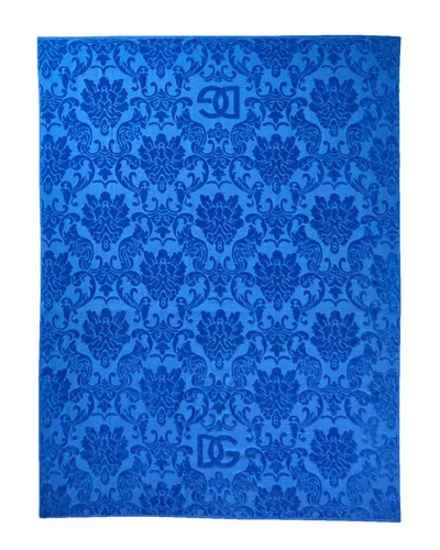 Dolce & Gabbana Terry Jacquard Beach Towel In Blue