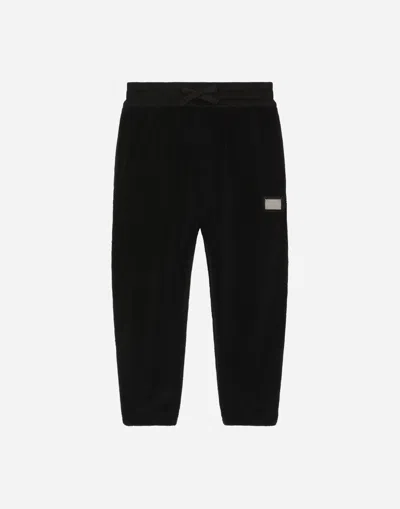 Dolce & Gabbana Terrycloth Jogging Pants With Logo Tag In Black