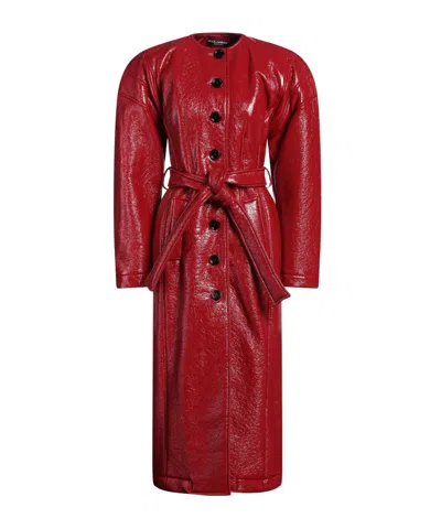 Dolce & Gabbana Textured Belted Coat In Red