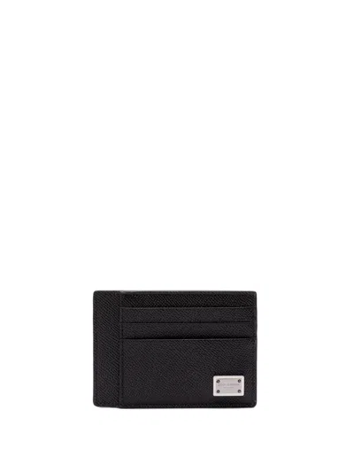 Dolce & Gabbana Textured Black Calf Leather Card Holder