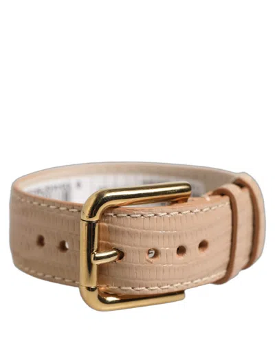 Dolce & Gabbana Textured Calf Leather Belt In Beige
