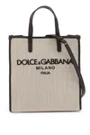 Dolce & Gabbana Textured Canvas Tote Bag In Beige