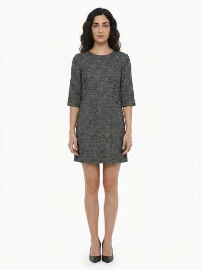 Dolce & Gabbana Textured Cotton Blend Dress In Gray