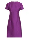 Dolce & Gabbana Rachel Short-sleeve Tweed Mini Dress In Purple