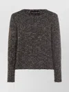 Dolce & Gabbana Textured Fabric Round Neck Long Sleeve Sweater In Gray