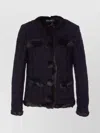 Dolce & Gabbana Textured Jacket With Faux Fur Trim In Black