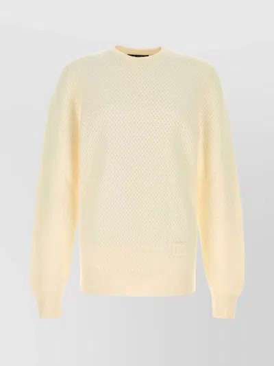 Dolce & Gabbana Textured Knit Crew Neck Sweater In Neutral
