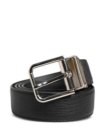 Dolce & Gabbana Calf Leather Metal Buckle Belt In Black