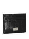 Dolce & Gabbana Textured Leather Card Holder In Black