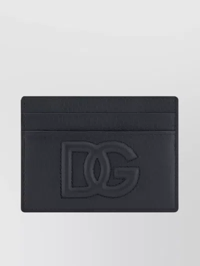 Dolce & Gabbana Textured Leather Card Holder In Black