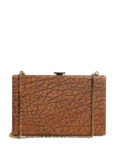 Dolce & Gabbana Textured Leather Clutch Bag In Brown