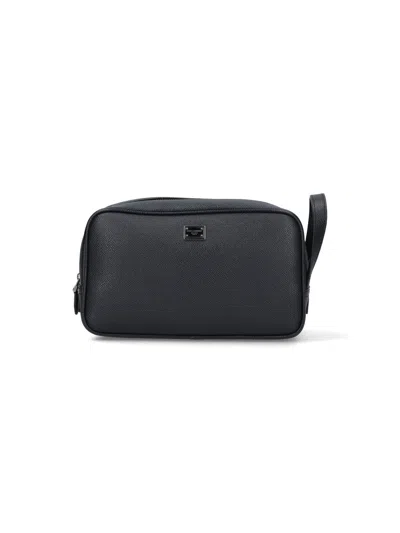 Dolce & Gabbana Textured Leather Crossbody Bag In Black