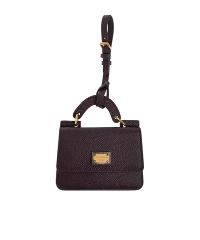 Dolce & Gabbana Textured Leather Mini Bag Wallet In Purple