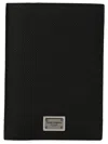 Dolce & Gabbana Textured Leather Passport Holder In Brown