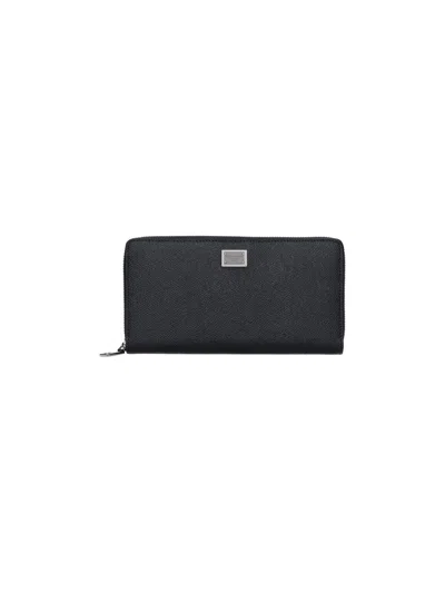 Dolce & Gabbana Textured Leather Zip-around Wallet In Black