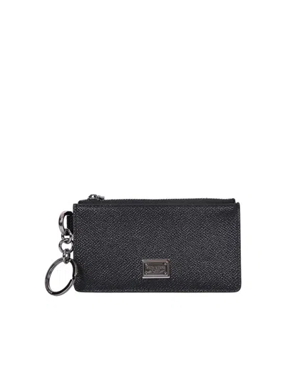 Dolce & Gabbana Textured Logo-plaque Wallet In Black