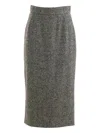 Dolce & Gabbana Women Midi Skirt With Textured Knit In Gray