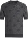 Dolce & Gabbana Silk Crewneck Sweater With Jacquard Logo In Grey