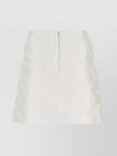 Dolce & Gabbana Textured Waistband Mini Skirt In White