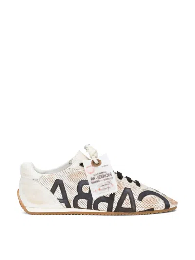 Dolce & Gabbana Vintage Effect Leather Mesh Low-top Sneakers In White