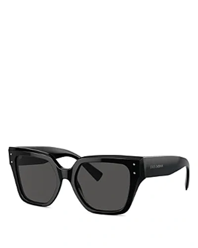 Dolce & Gabbana The Sharp Family Square Sunglasses, 52mm In Black/gray Solid