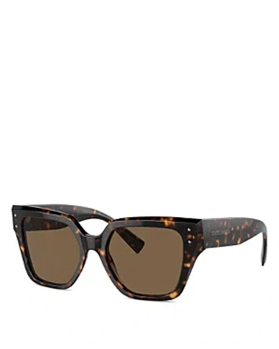Dolce & Gabbana The Sharp Family Square Sunglasses, 52mm In Havana/brown Solid