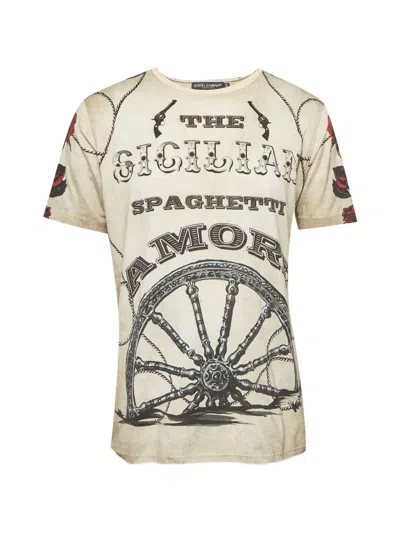 Pre-owned Dolce & Gabbana The Sicilian Graphic-print T-shirt In Neutrals