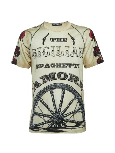 Pre-owned Dolce & Gabbana The Sicilian Printed T-shirt In Neutral