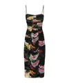 Dolce & Gabbana Paneled Ruched Floral-print Tulle Dress In Black