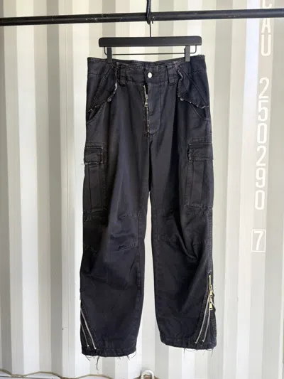 Pre-owned Dolce & Gabbana Thrashed Distressed Cargo Ankle Zip Pants Erd Grunge In Black