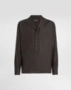 Dolce & Gabbana Three-button Long-sleeved Linen Shirt In Brown