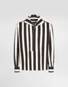 Dolce & Gabbana Three-button Long-sleeved Shirt In Striped Cotton Drill In Multicolor