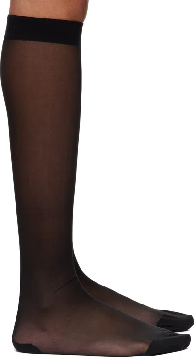 Dolce & Gabbana Three-pack Black Dg Logo Nylon Socks In N0000 Nero