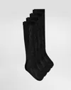 Dolce & Gabbana Three-pack Of Nylon Socks With Dg Logo In Black