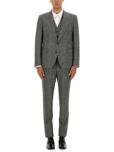 Dolce & Gabbana Tailored Suit With Notch Lapel Design In Gray