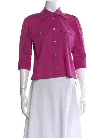 Pre-owned Dolce & Gabbana Three-quarter Sleeve Button-up Top In Pink