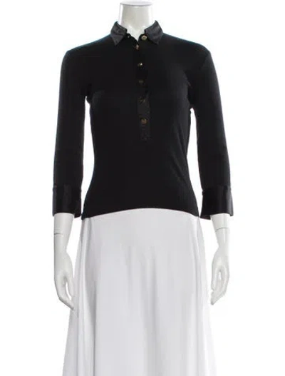 Pre-owned Dolce & Gabbana Three-quarter Sleeve Polo In Black