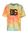Dolce & Gabbana Tie-dye Logo-print Technical T-shirt In Orange