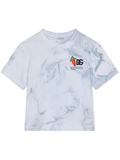 Dolce & Gabbana Kids' Tie-dye Print T-shirt In White