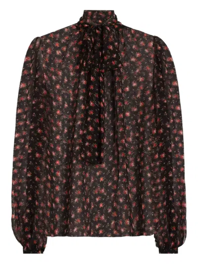 Dolce & Gabbana Tie-neck Floral Blouse In Multi